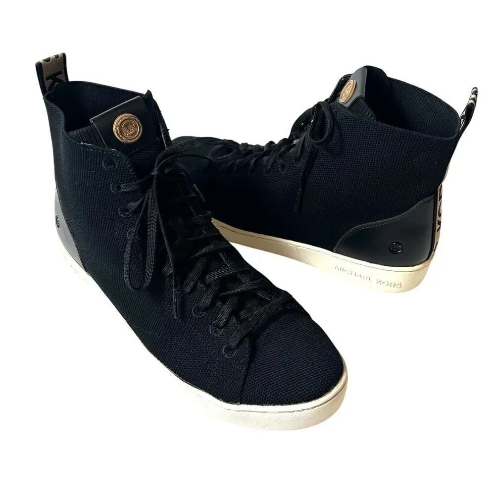 MICHAEL MICHAEL KORS Womens 10M Black Fabric Stretch Bootie Hi Top Sneaker Shoes